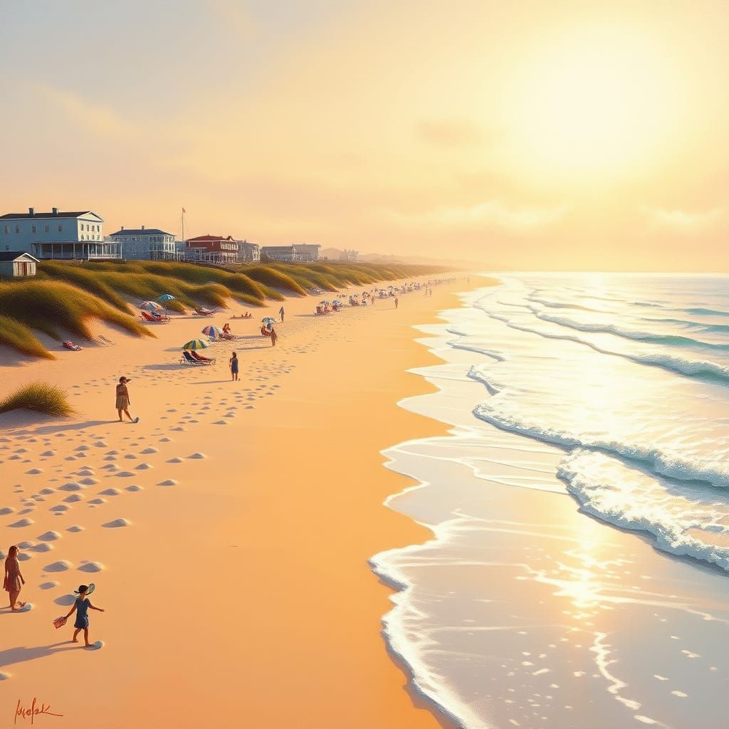 Warm Morning Light on a Tranquil Seaside Scene