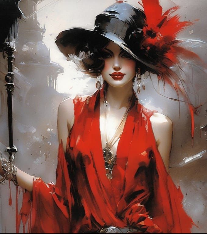 Roaring 20s Woman at Speakeasy, Splash Art Style