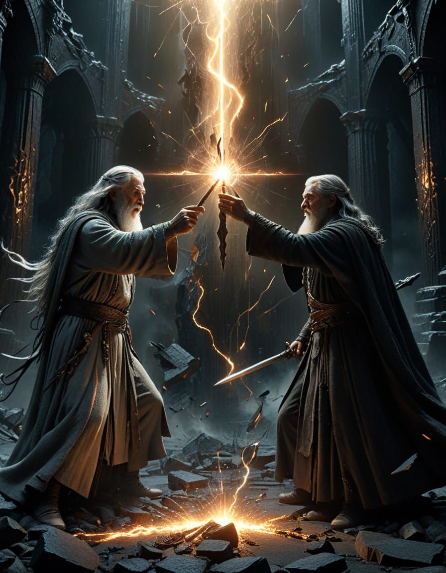 Epic Wizard Battle in Orthanc's Stone Chamber