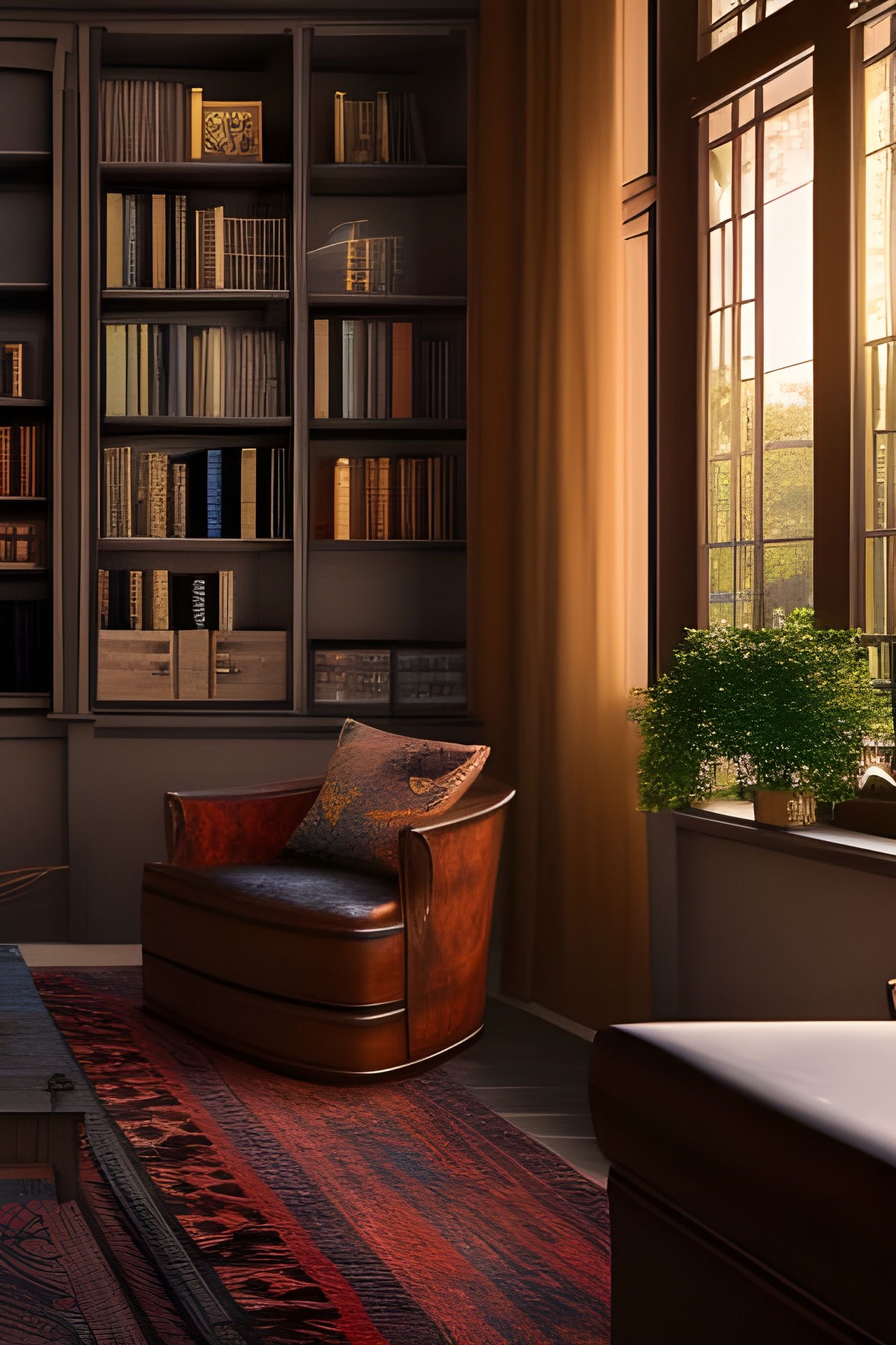 Cozy Reading Corner in Detailed Matte Painting Style