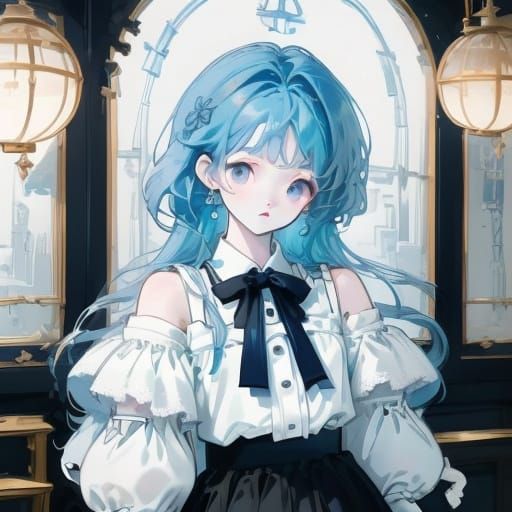 Anime Girl in School Uniform, Digital Art