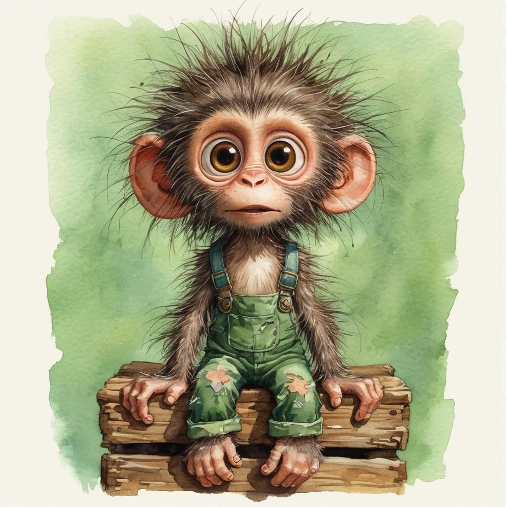 Monkey Sitting On Crate