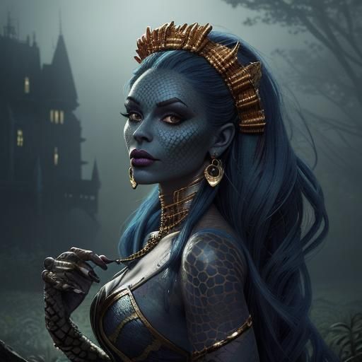 Monster High Snake Woman Portrait in Rutkowski Style