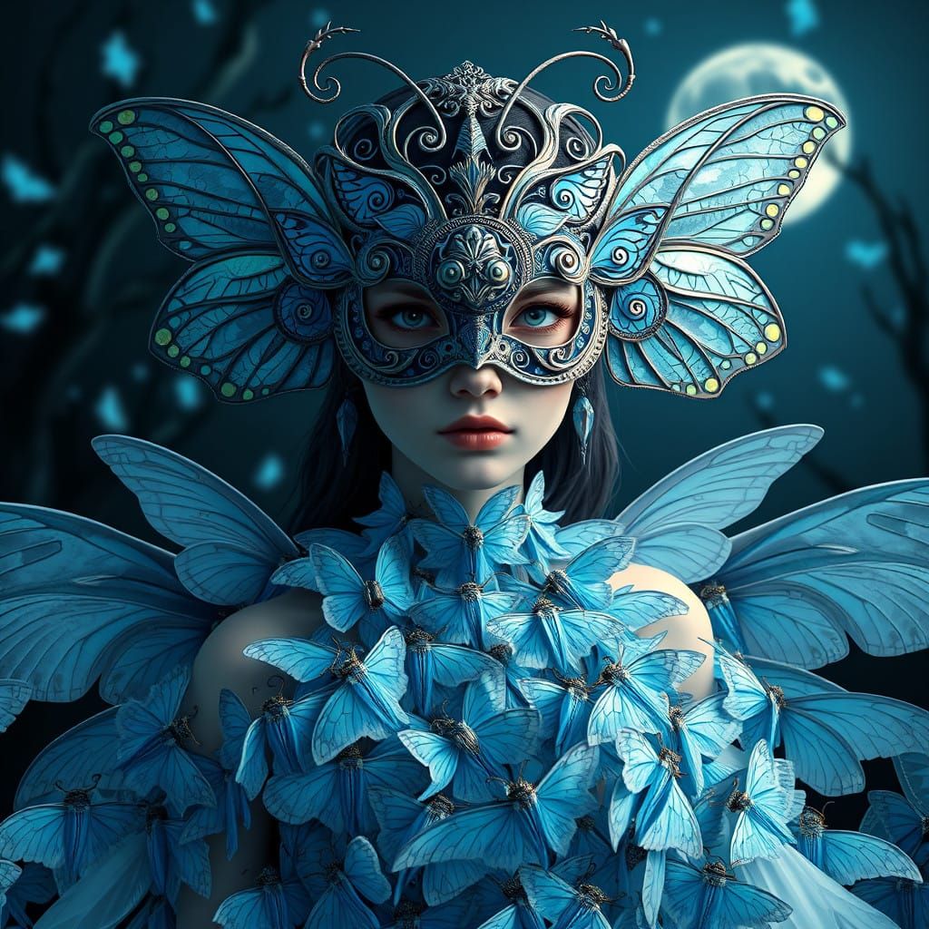 Moth Goddess Girl in Mystical Fantasy World