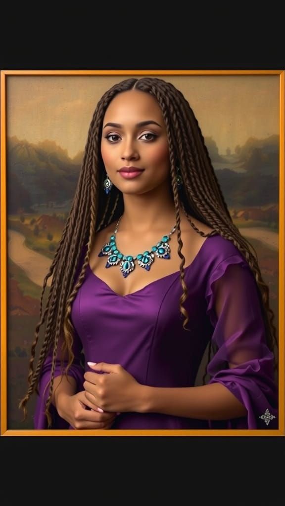 Modern Mona Lisa Portrait with Braids