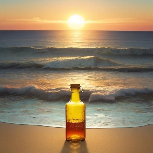 Letter in a Bottle: Vibrant Oil Painting Sunrise