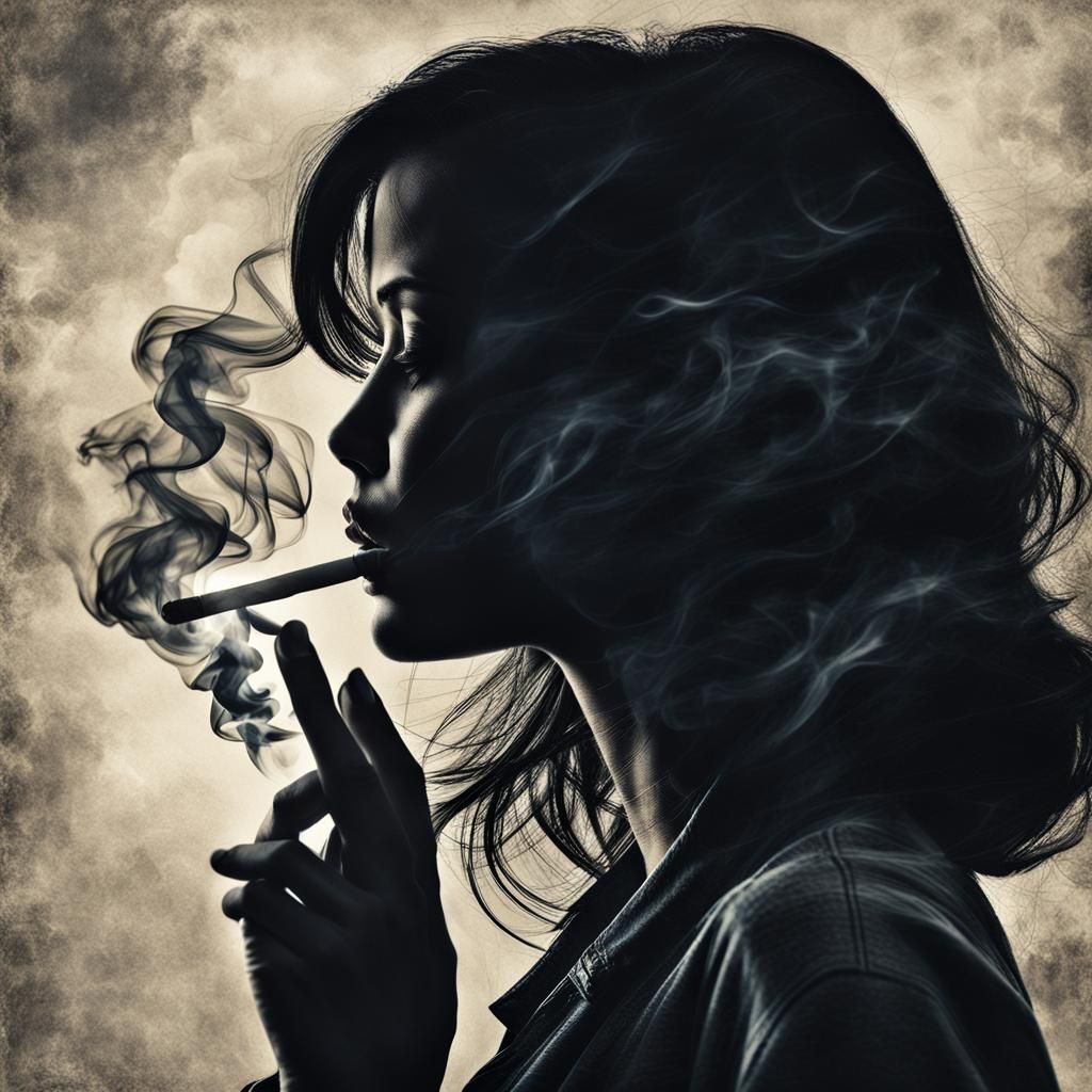 Moody Silhouette: Cigarette Smoke Art
