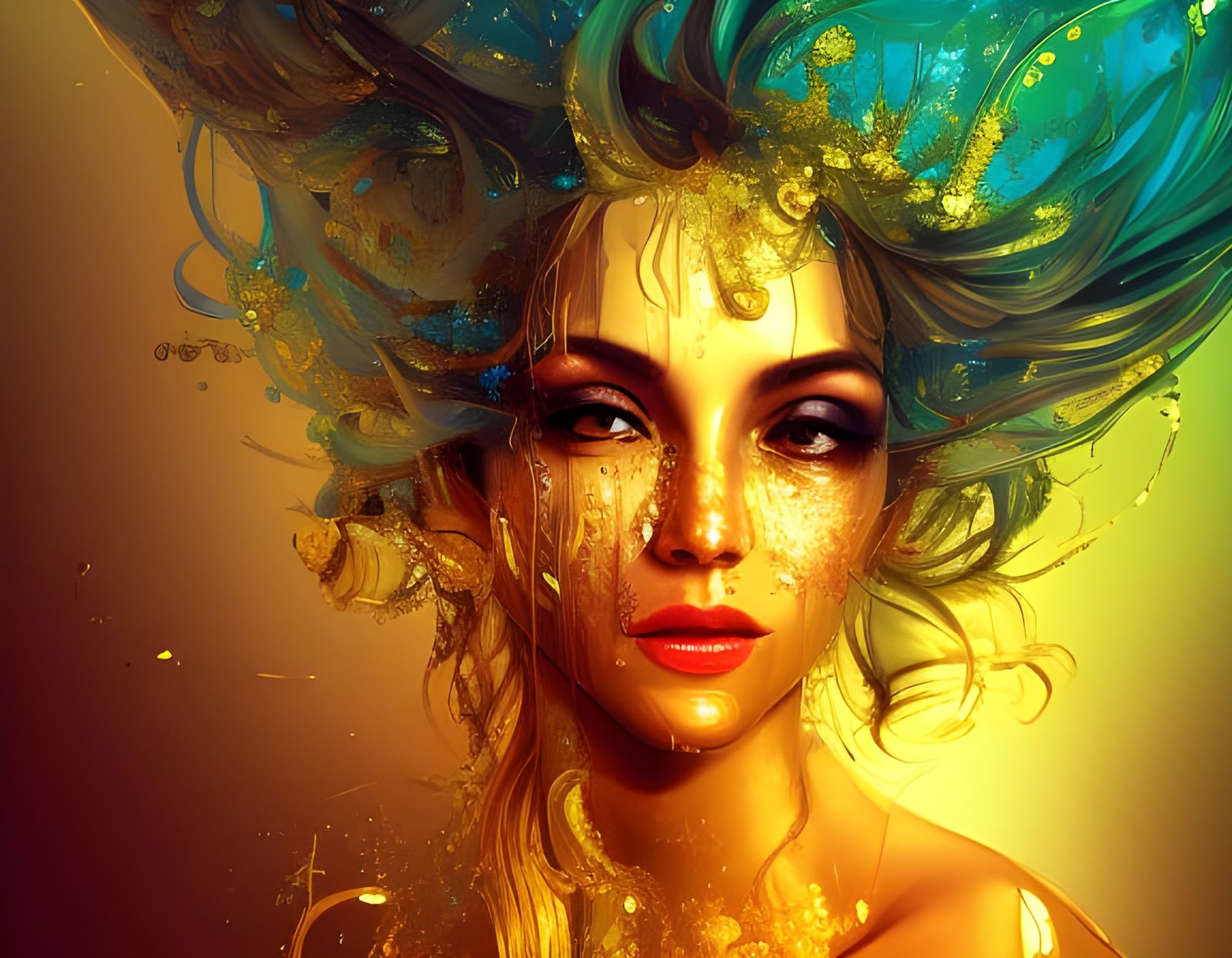 Glamorous Roman Goddess in Splash Art Style