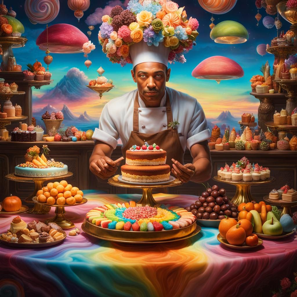 Bioluminescent Fantasy Chef in Fairy Village