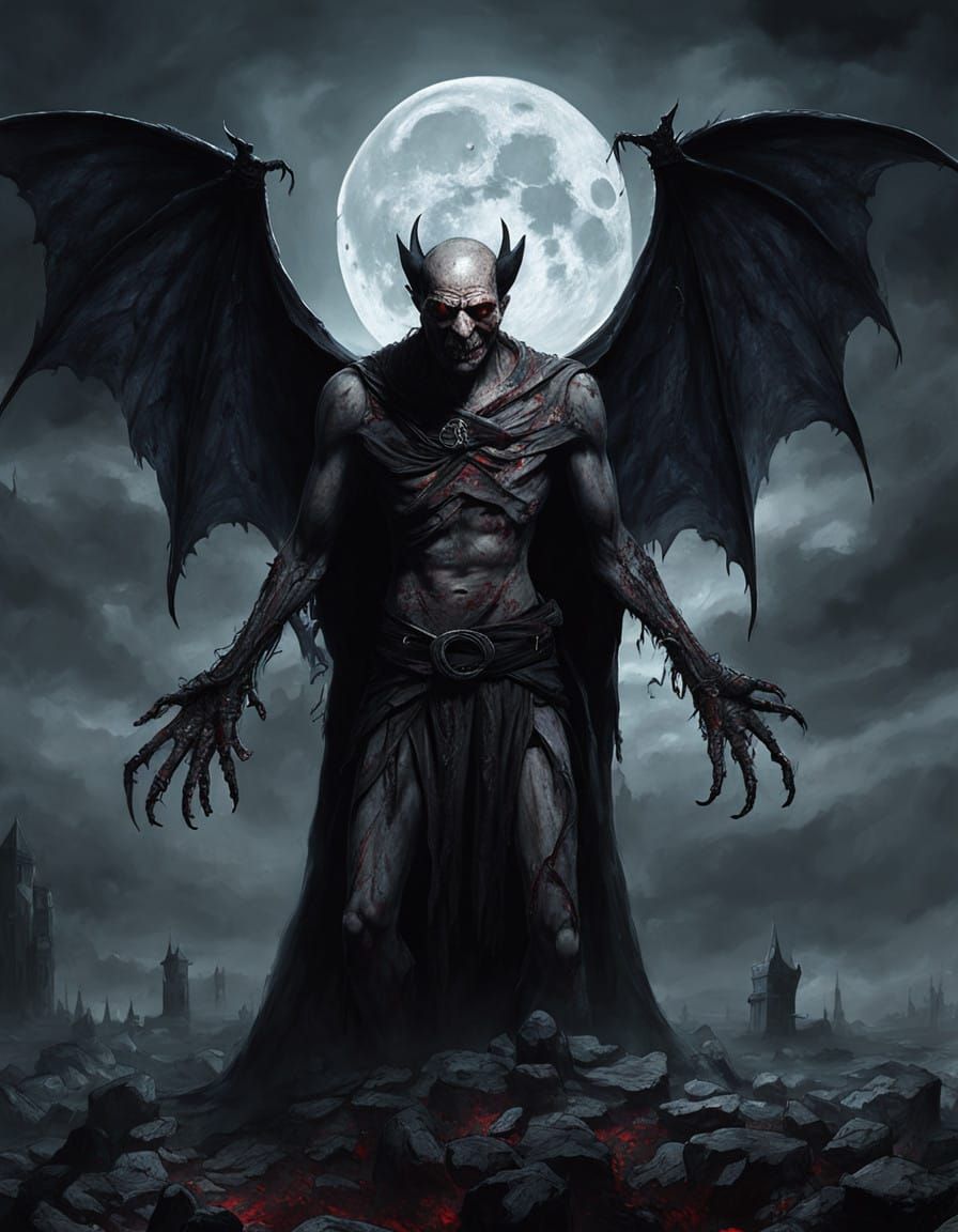 Gothic Vampire Bat Hybrid Emerges from Darkness in a Hauntin...