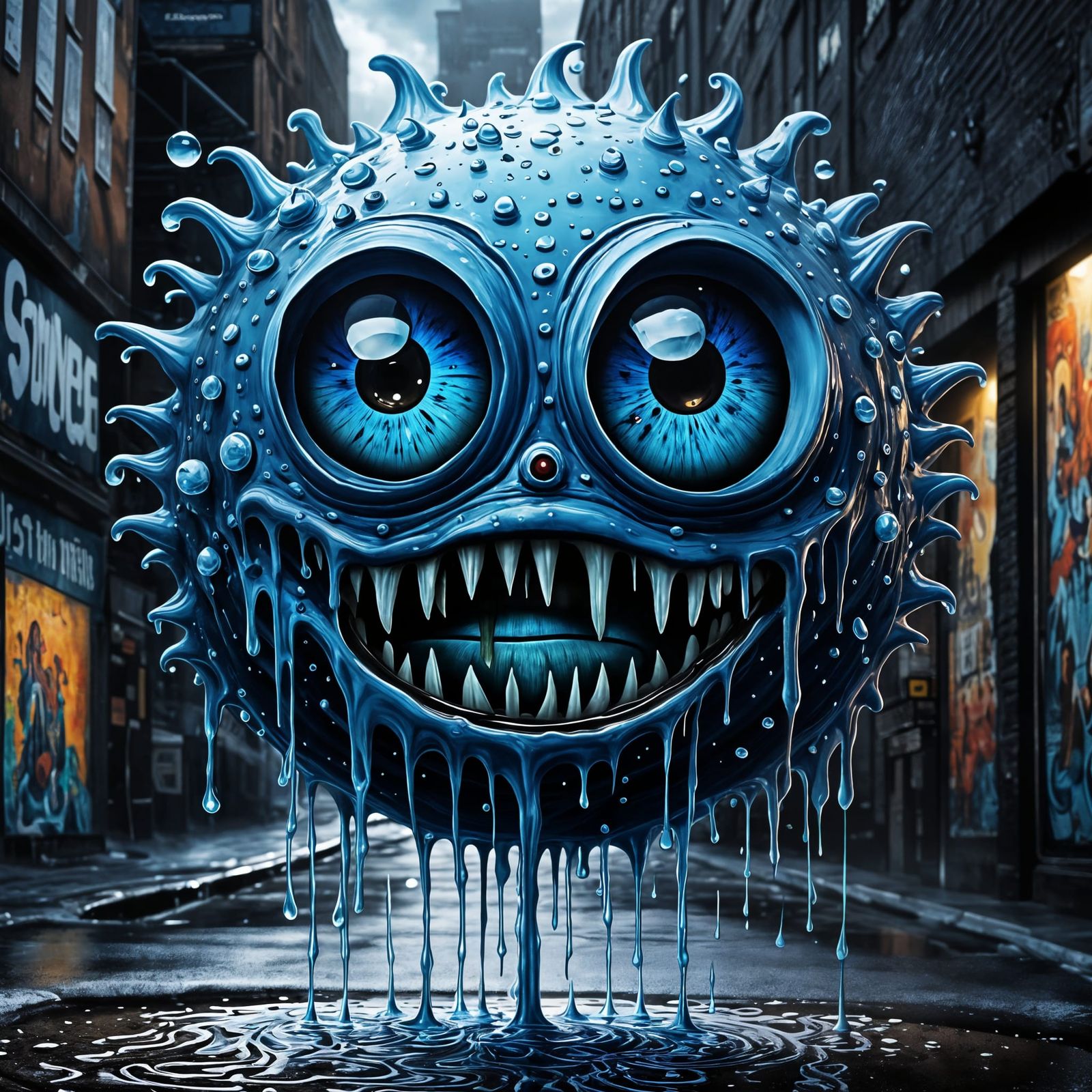 Surreal Earth Monster in Urban Street Art Style