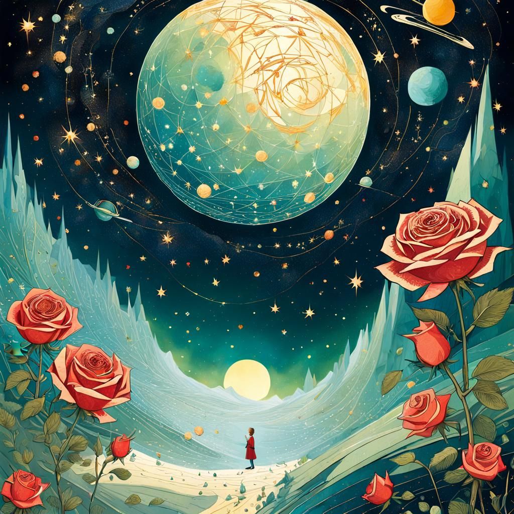 The Little Prince in a planet full of roses