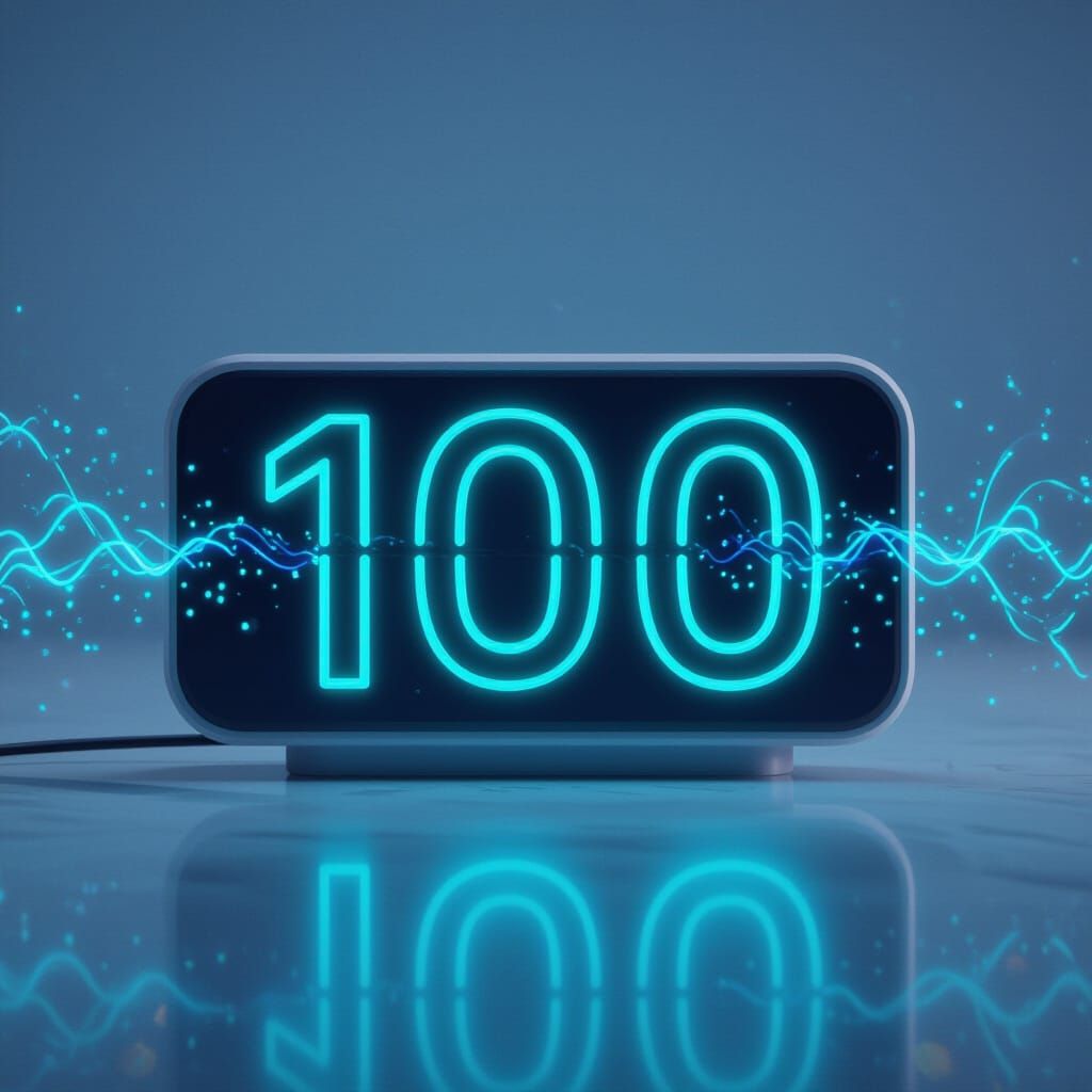 Futuristic Digital Display Counts 0 to 100