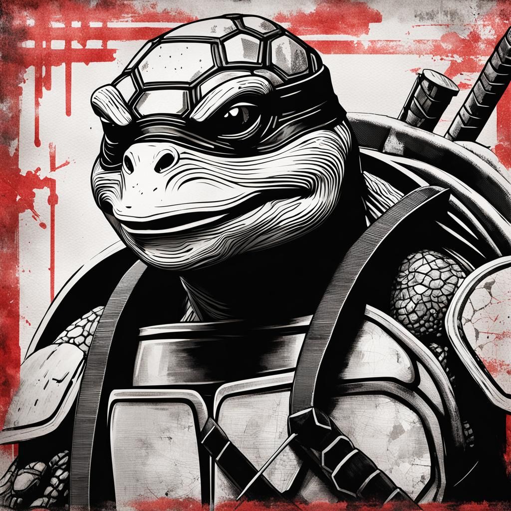 Michelangelo Ninja Turtle in Retro Poster Art
