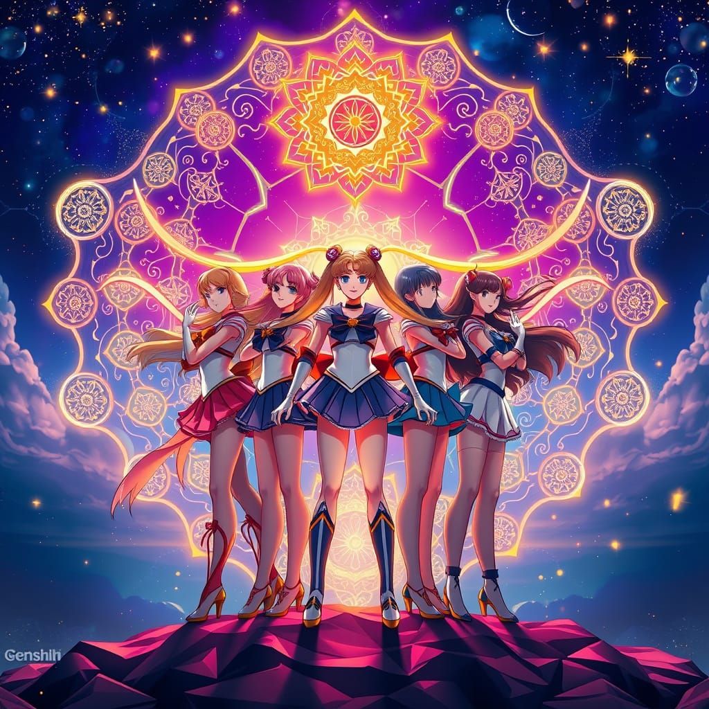 Sailor Scouts Unite in Vibrant, Ethereal Harmony