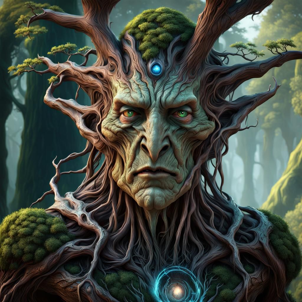 Cyborg Ent in Hyperrealistic Fantasy Style