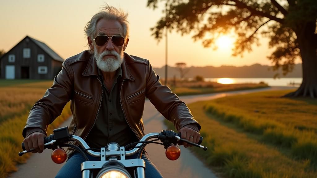 Night Ride: Harley Davidson Under the Moonlit Sky