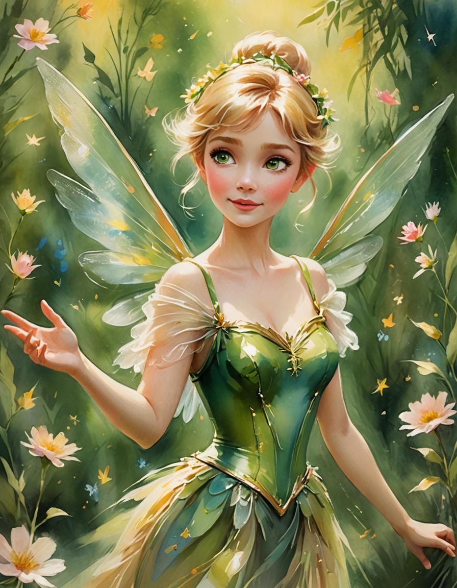 Tinkerbell in Neverland in the styles of Pierre-Auguste Reno...