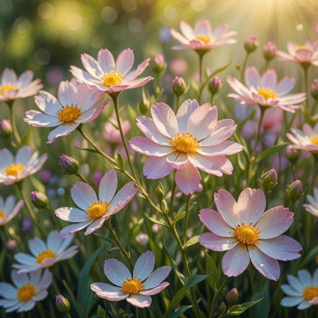 Macro June Flowers in Oil Painting Style