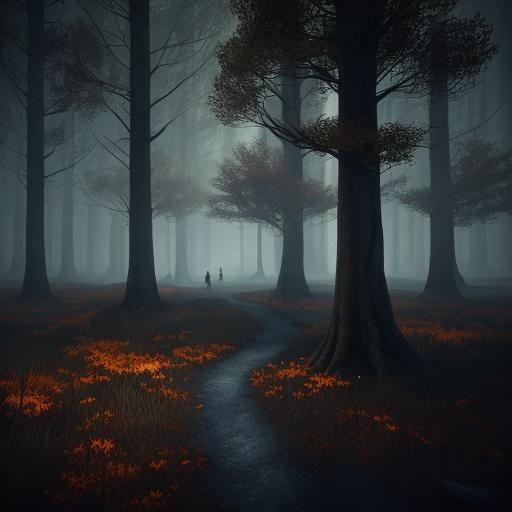 Witch in Spooky Forest: Dark Fantasy Art