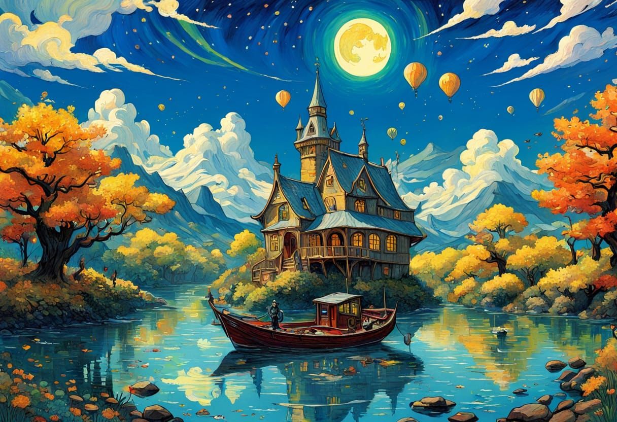 Whimsical Sci-Fi Fantasy Landscape in Studio Ghibli Style