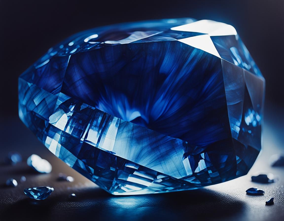 Glowing Sapphire Stone in Ethereal Oil Painting