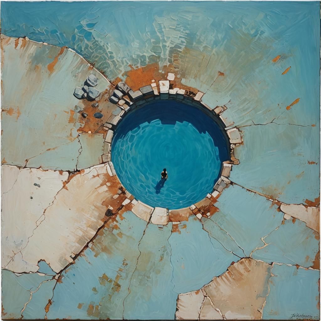 Blue Pool: Minimalist Oil Painting by James Gurney