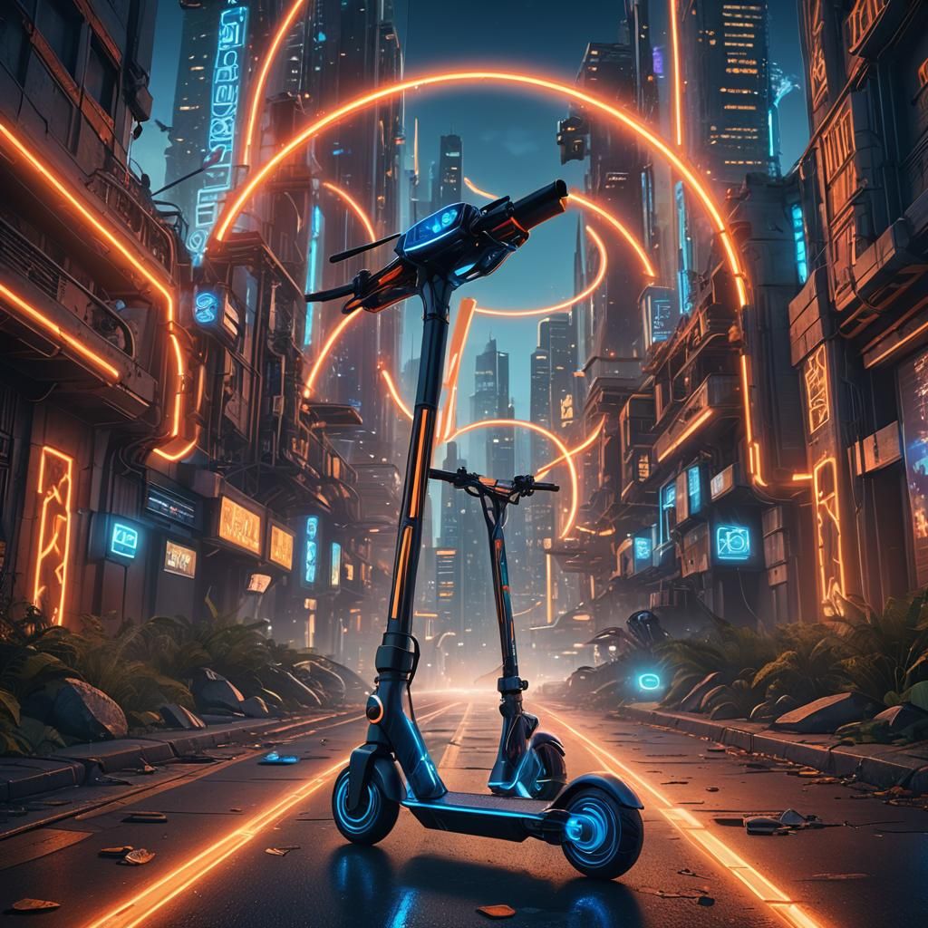 Futuristic Hover Scooter with Laser Guns