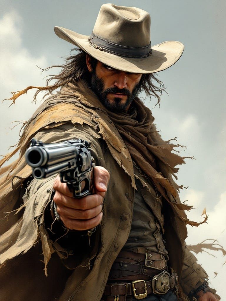 Post-Apocalyptic Duelist in Gritty Fantasy Style