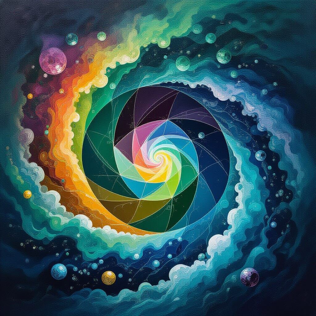 Surreal Vortex of Liquid Colors in Oil Painting Style