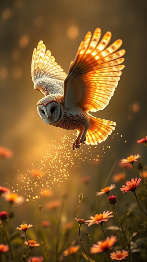 Diamond Owl in Enchanted Land: Cinematic Dreamscape
