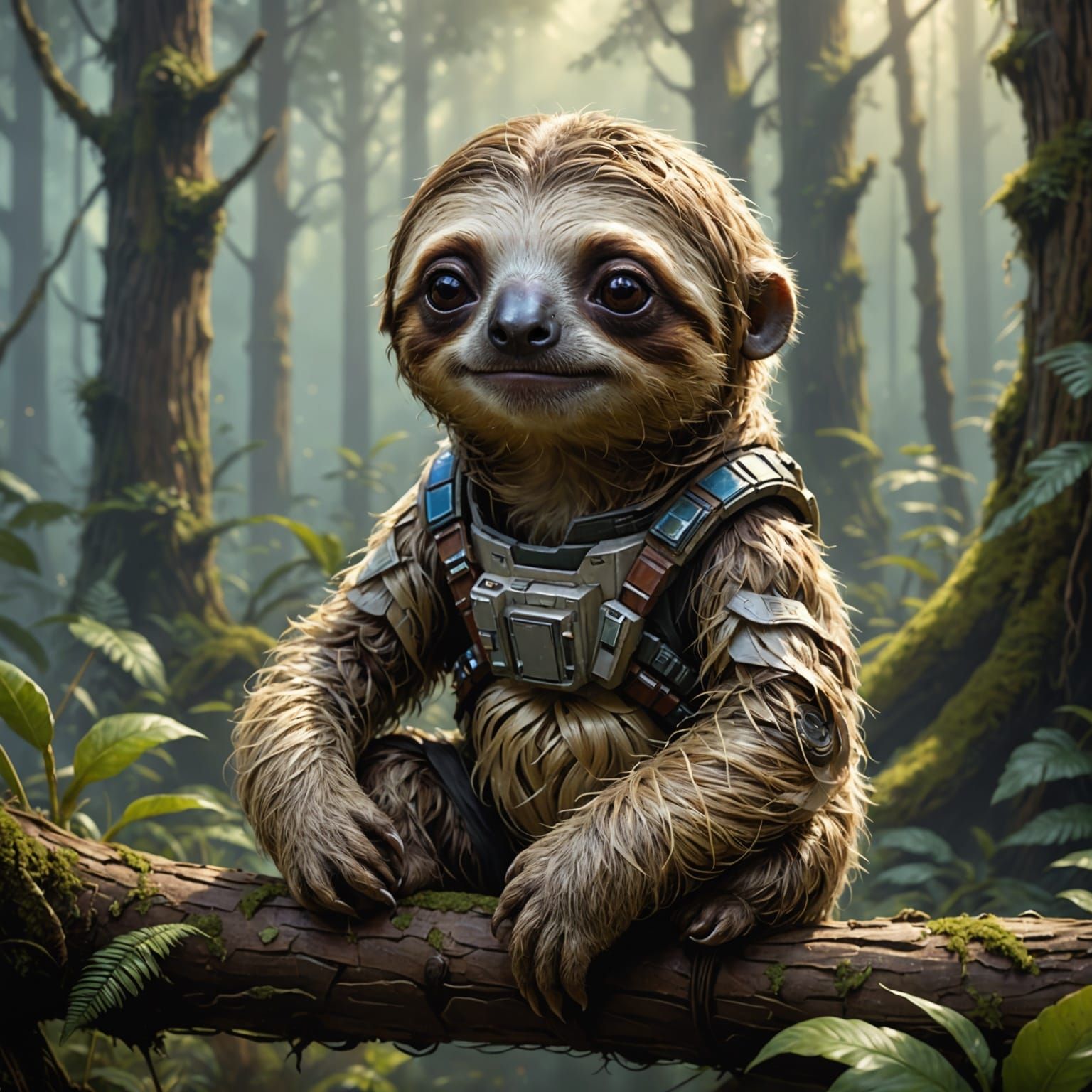 Baby Sloth in Whimsical Kashyyyk Landscape