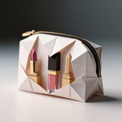 Origami Paper Cosmetic Bag in Papercraft Style