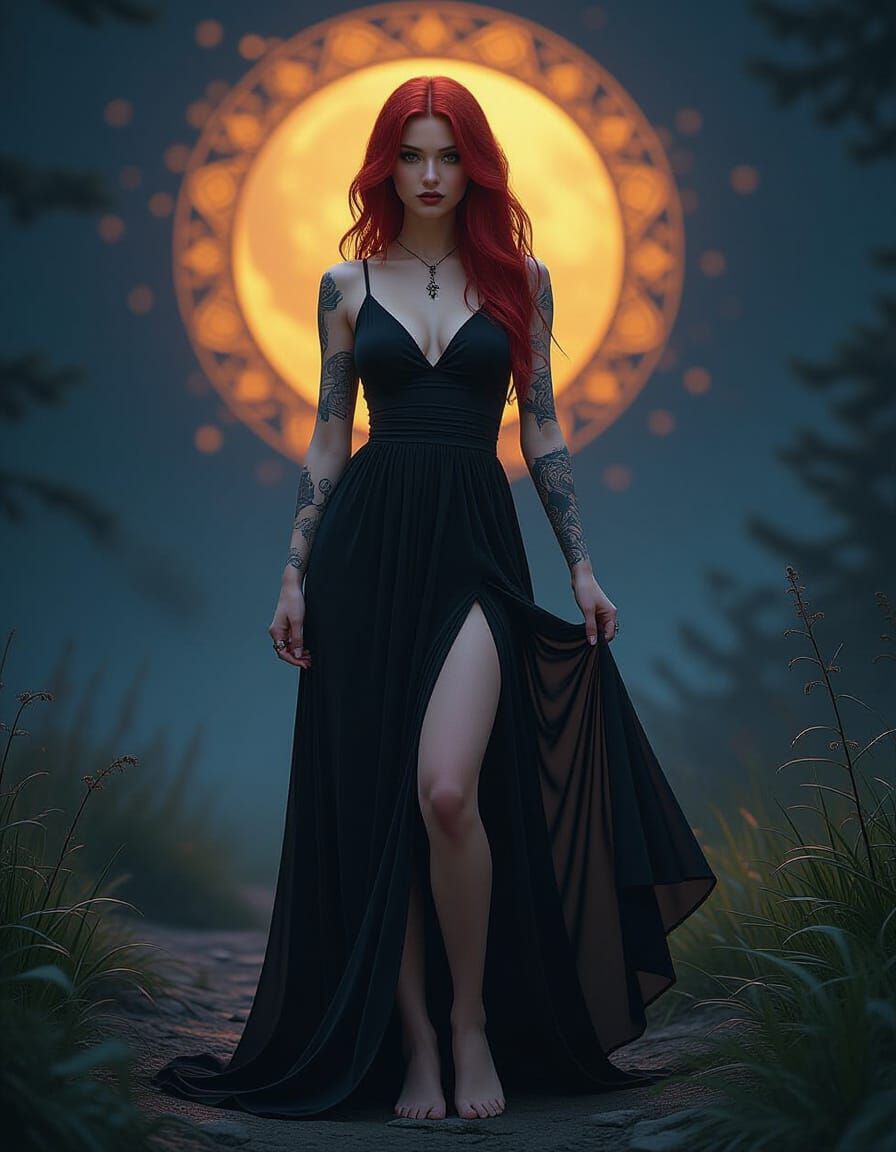 Mystical Goth Woman in Dark Fantasy Style