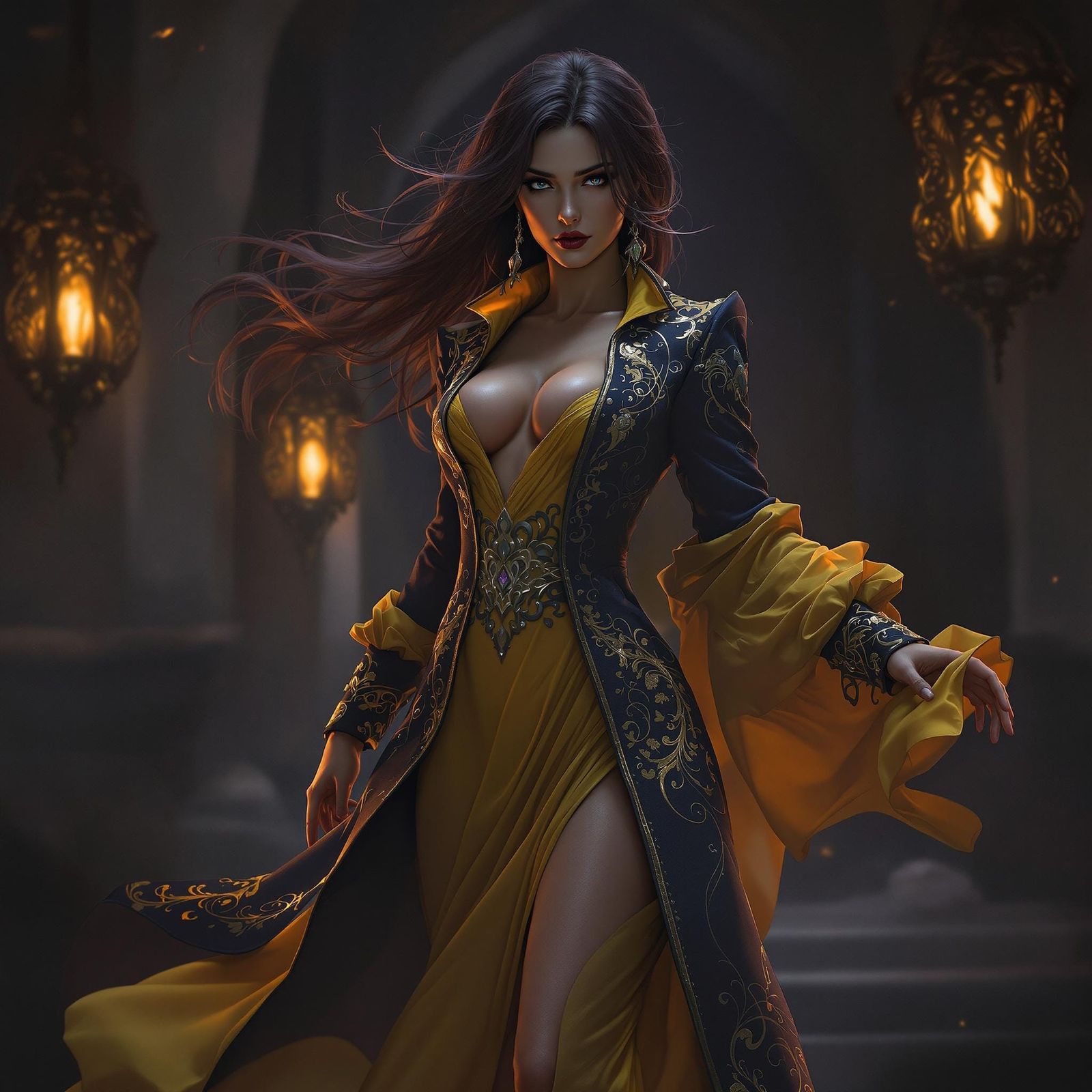 Heroic Maxine Caulfield in Dark Fantasy Art Nouveau Style