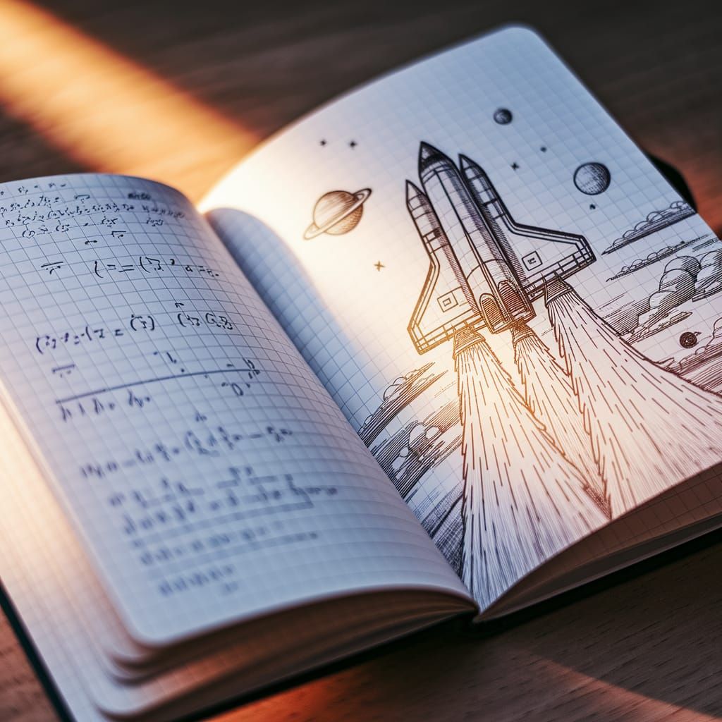 Math Meets Imagination: Cosmic Shuttle Ballpoint Drawing