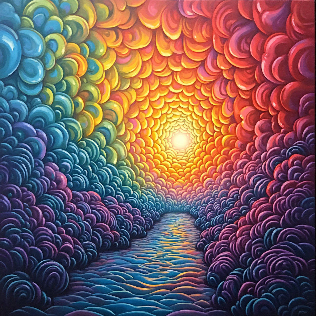 Kaleidoscopic Rainbow Hues in a Surrealist Style