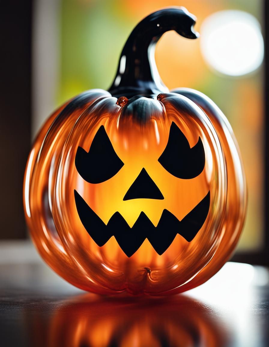 Whimsical Glass Pumpkin Ornament with Comical Face