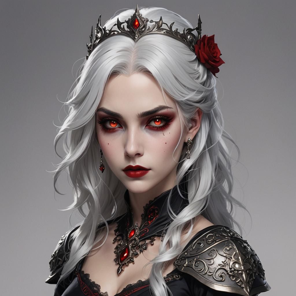 Regal Dhampir Warlock in Black Ballgown