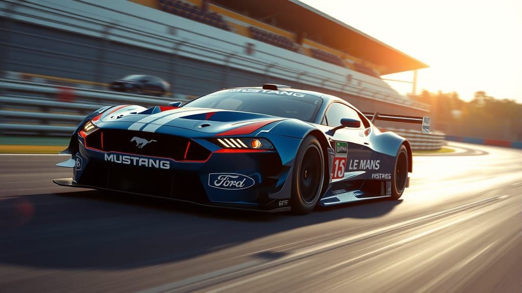 Ford Mustang GTP Hypercar Speeds Down Le Mans Circuit