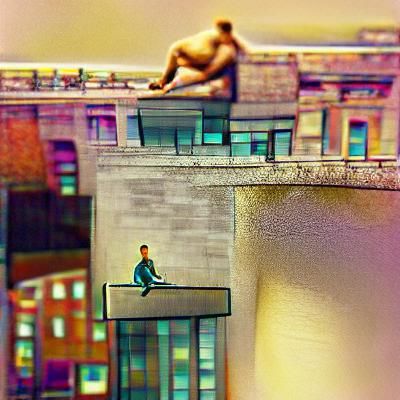 Man on a High Ledge Silhouette