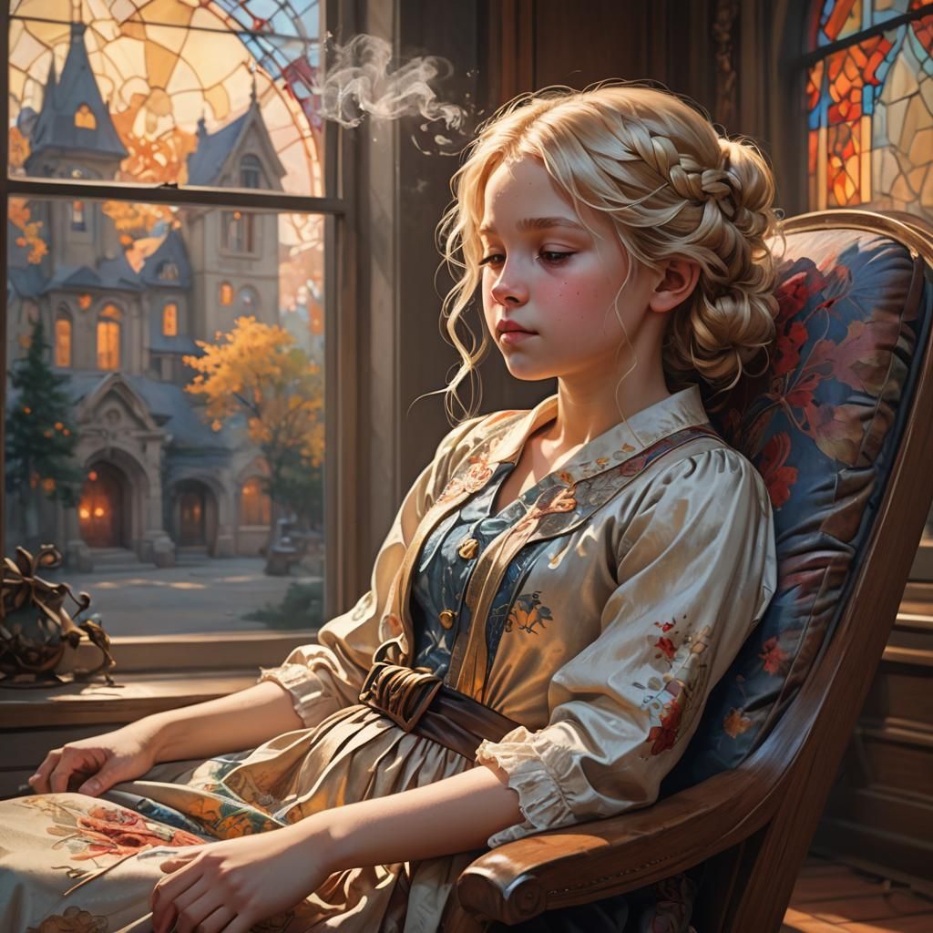 Child Asleep in Chair: Detailed Portrait