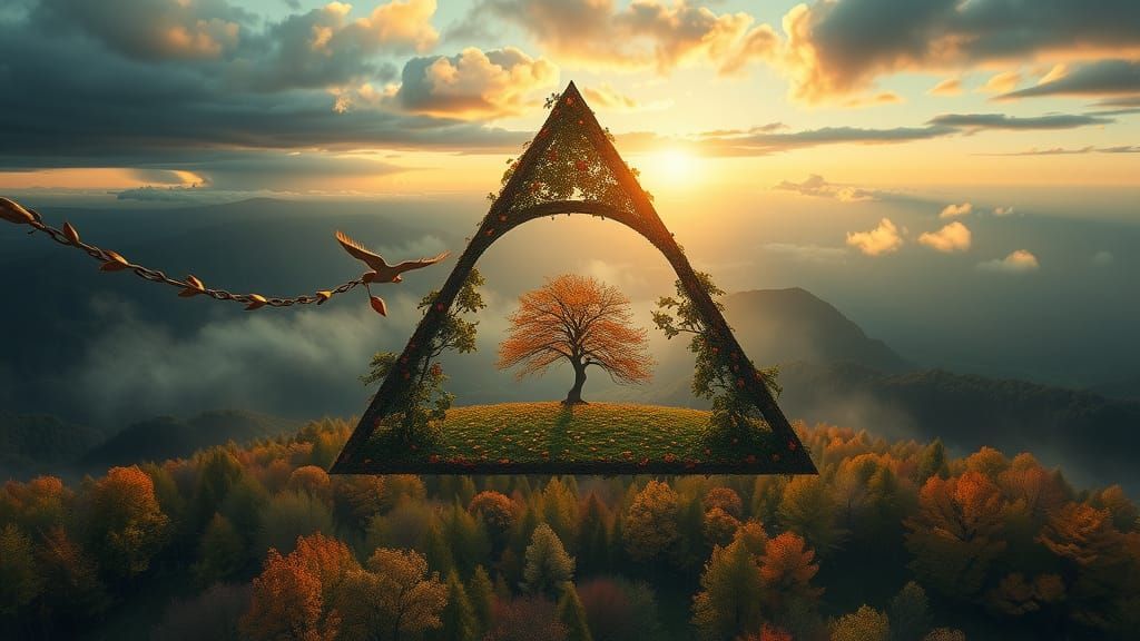 Surreal Autumn Landscape with Impossible Geometry