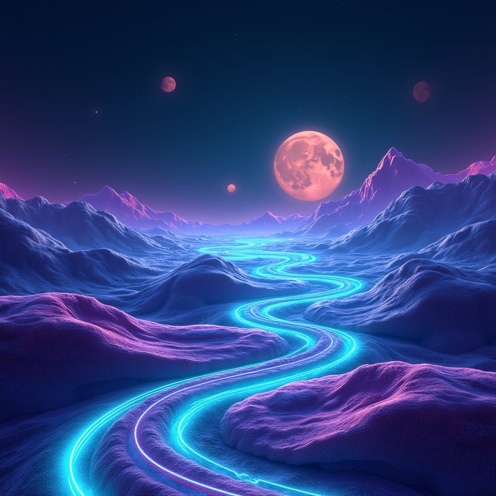 Futuristic Psytrance Album Cover in Neon Glowing Aesthetic