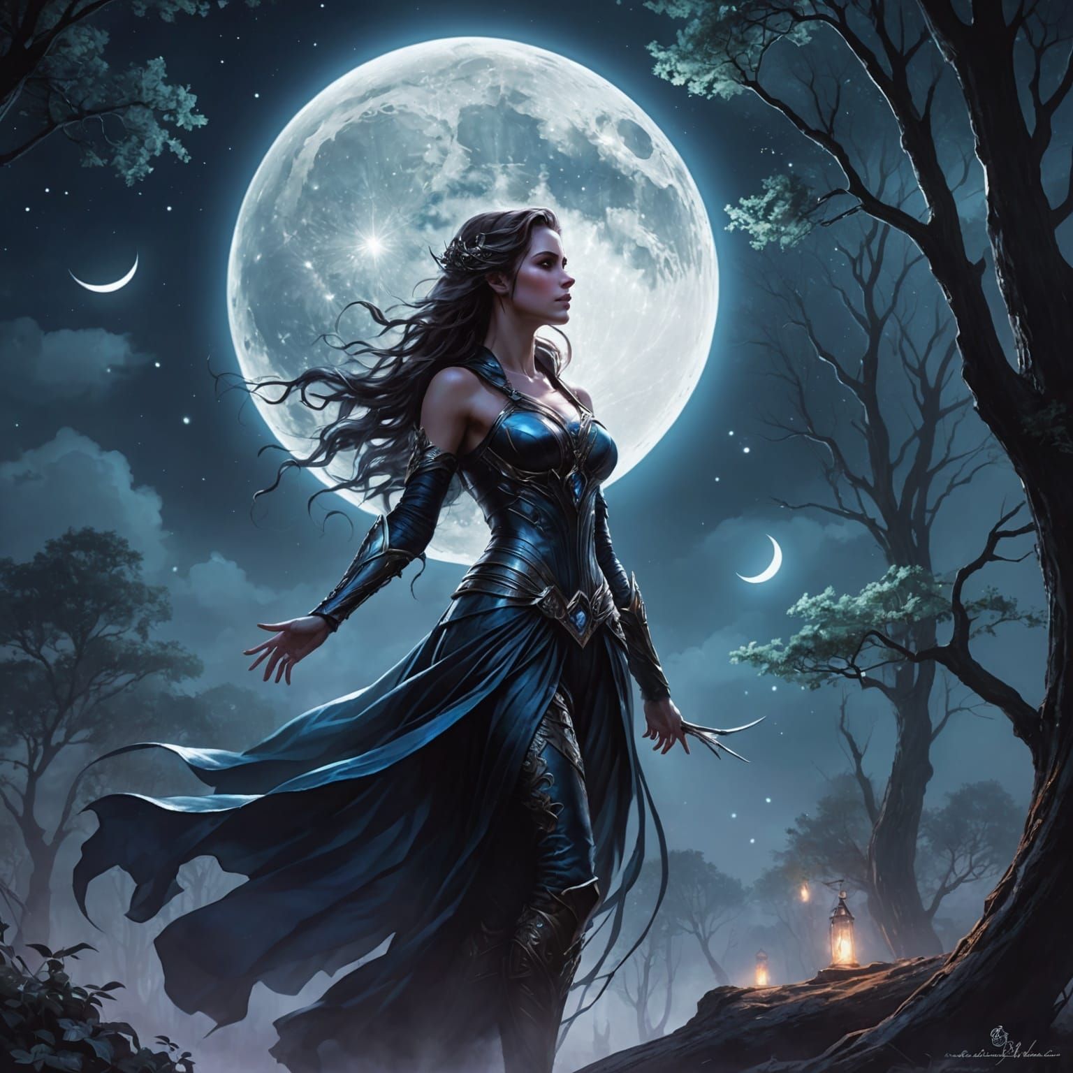 Ethereal Fantasy Art with Swirling Lights