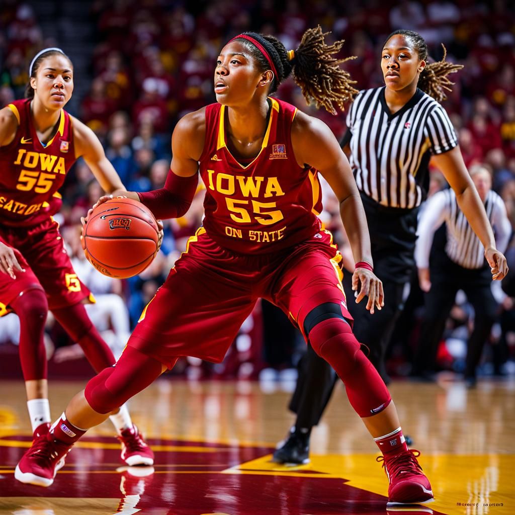Emotional College Basketball Player in Action Painting Style
