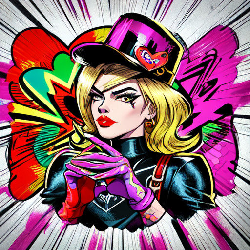 Sassy Rockabilly Muse Forms Heart with Vibrant Graffiti Art