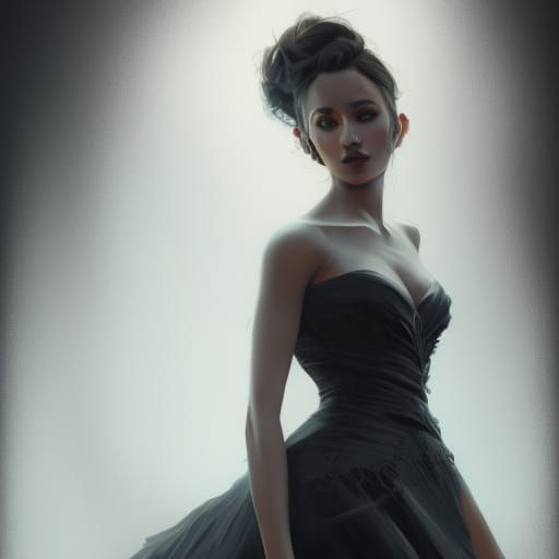 Black Wedding Dress: Hyperdetailed Artgerm Portrait