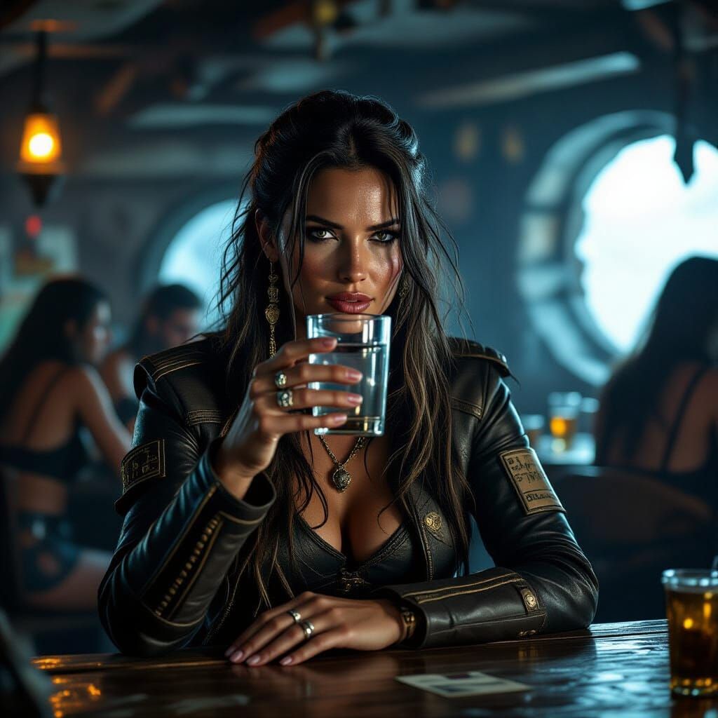 Space Pirate Woman at Asteroid Bar