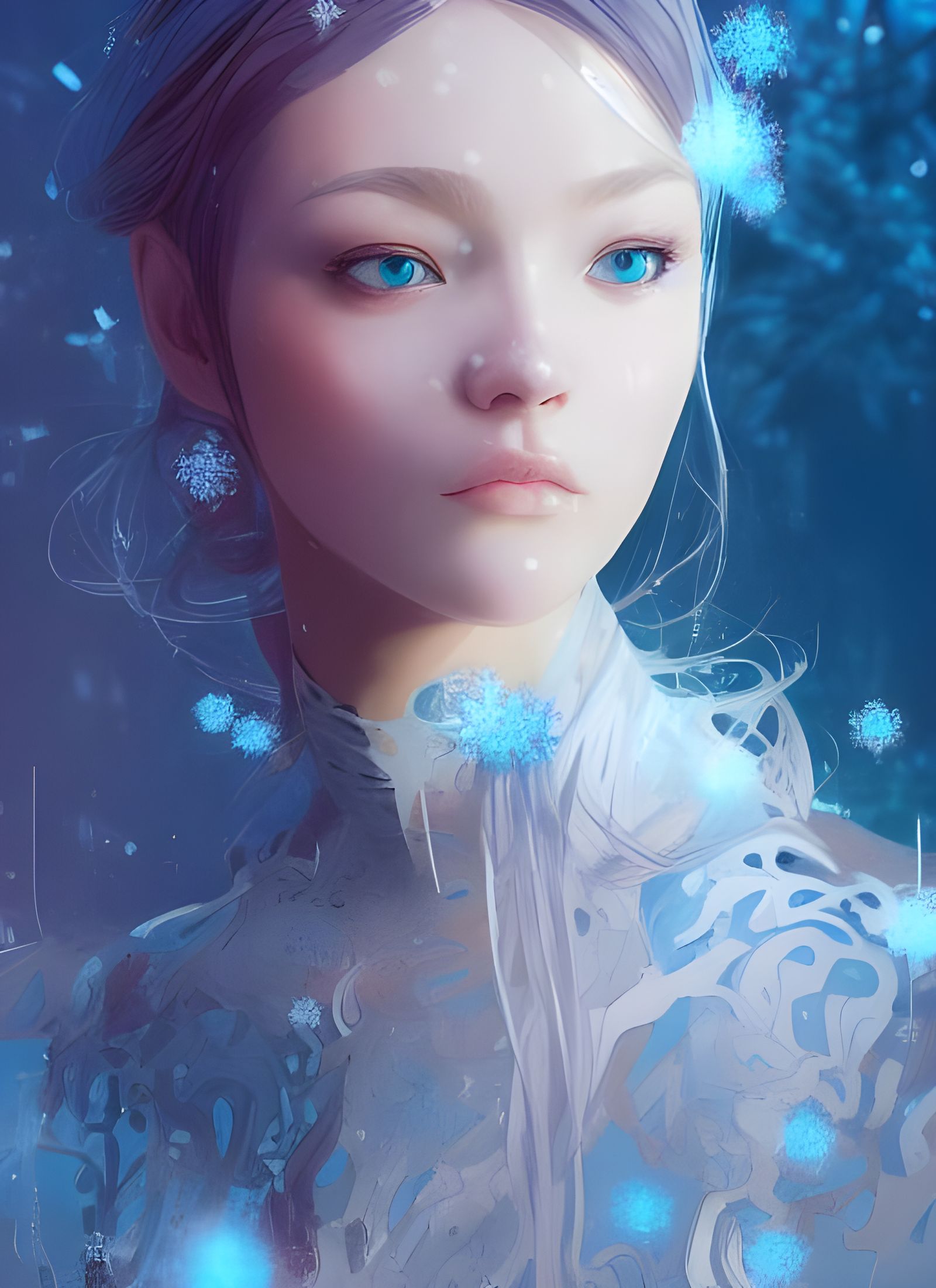 Ice Princess Portrait in Hyperdetailed Digital Art
